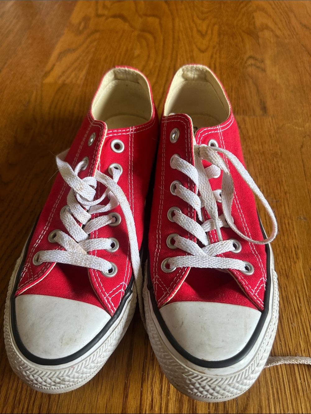 Converse  Red Low-Top Canvas Sneakers with White Laces